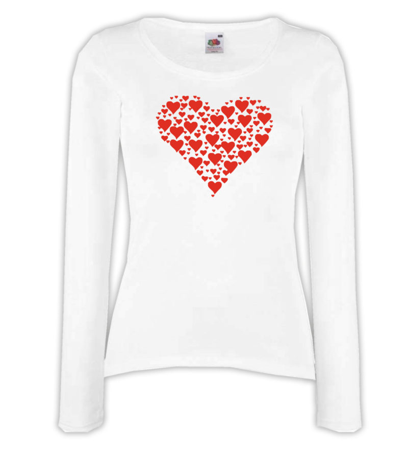 T-shirt manica lunga Donna - J147 Cuore Heart Amore Love San Valentino